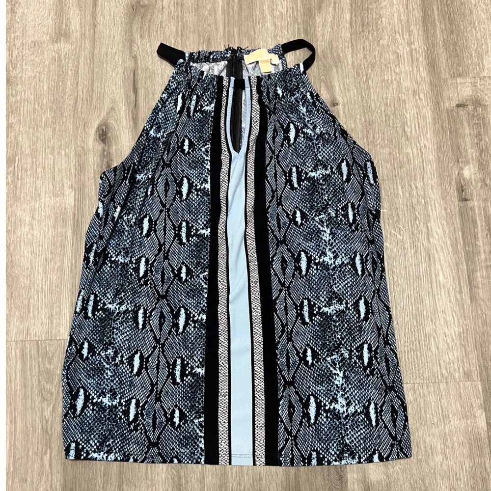 Michael Kors Women Snake Print Halter Neck‎ Keyhole Zip Back Sleeveless Top M